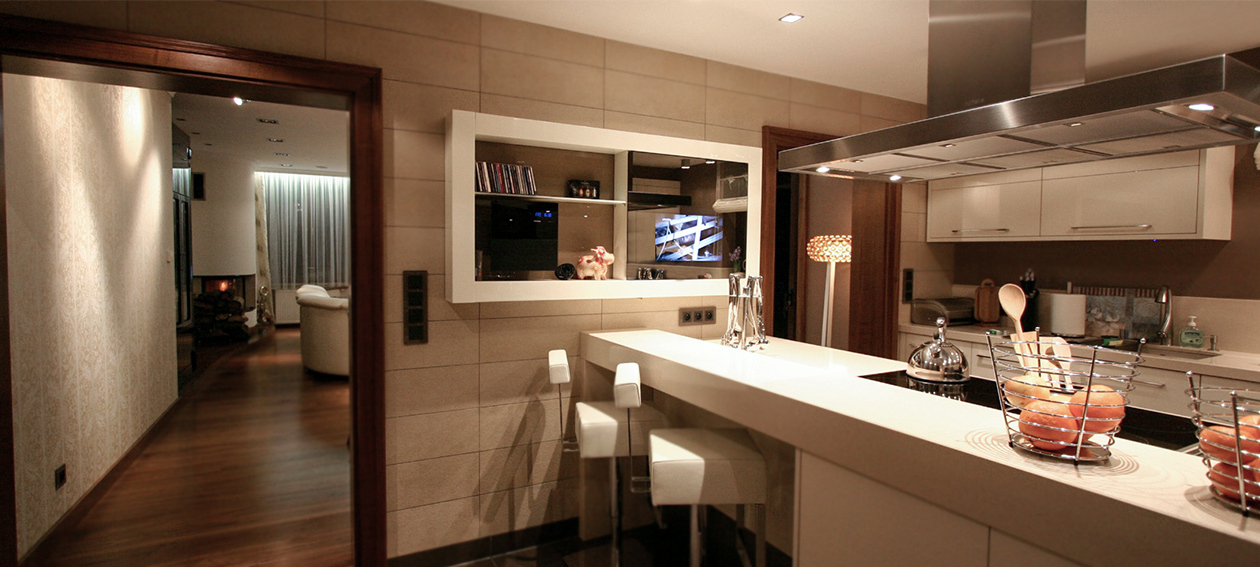 21.5" Mirror TV for residential application, installed in a kitchen @ private residence in Poland.
